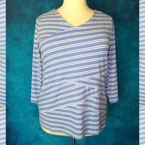 NWT Charter Club Striped Blue White Top Size 2X